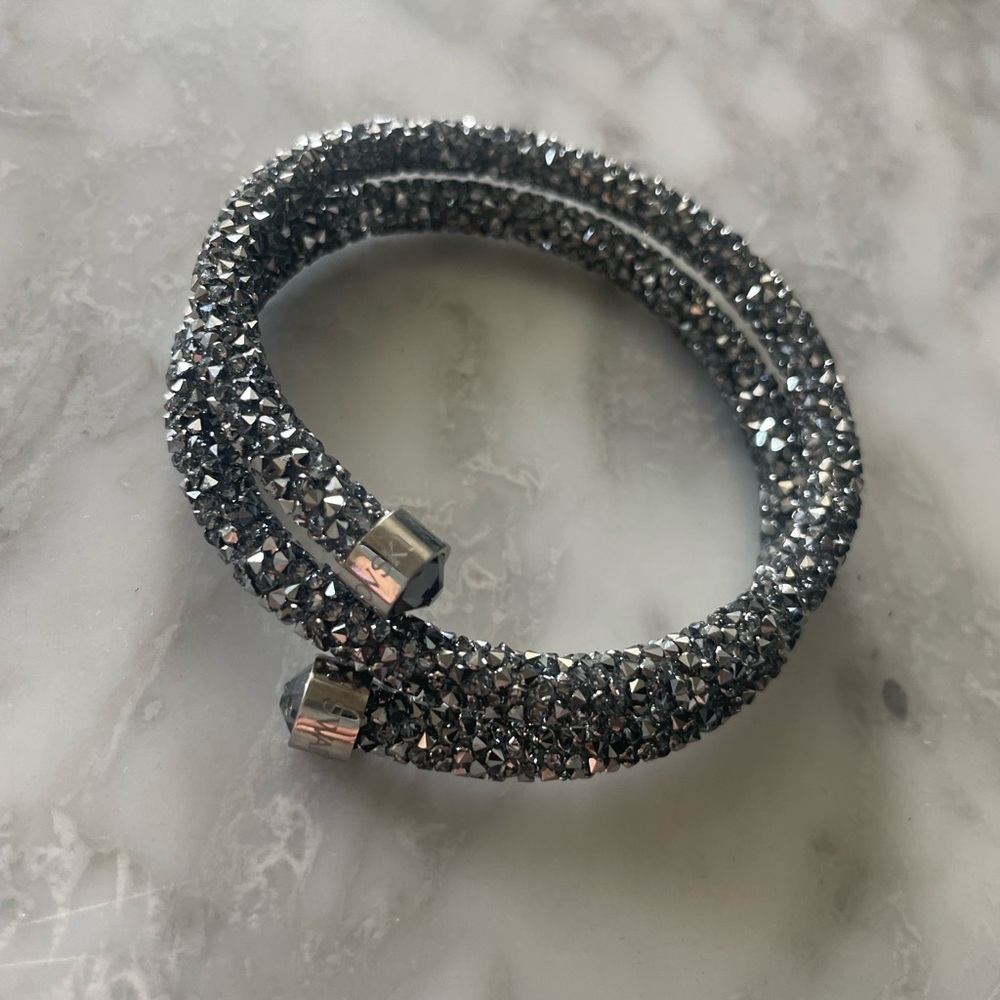 Swarovski Stardust Double-Wrap Bracelet in Gunmetal Grey